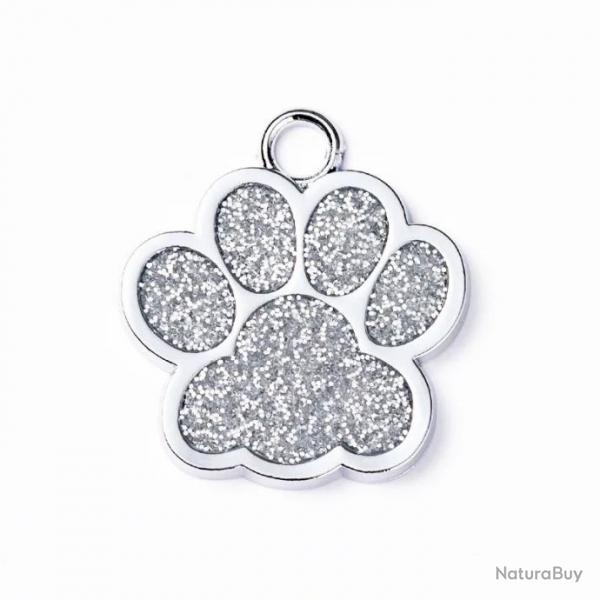 Pendentif patte de chien Argent / Argent pour animaux de compagnie personnalisable