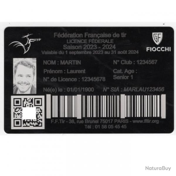 Licence de tir en aluminium grav au laser (Recto)