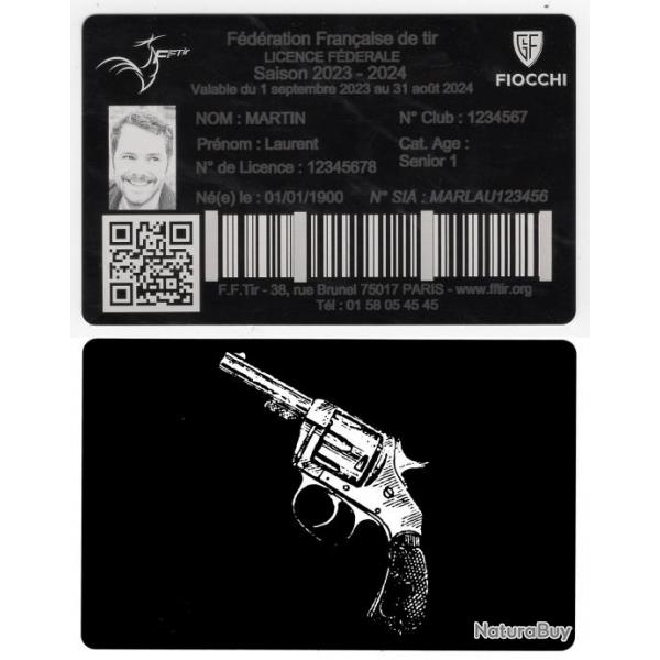 Licence de tir en aluminium grav au laser (Recto / Verso)