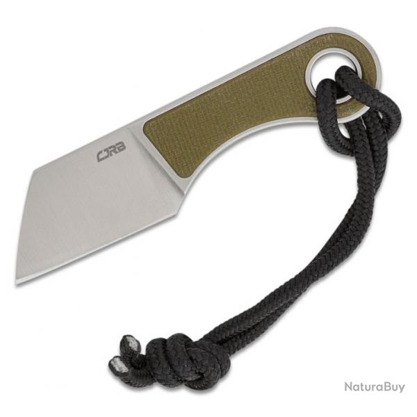 Couteau de Cou CJRB Chip Green Manche G10 Lame Cleaver Acier AR-RPM9 Etui Cuir J1939GN