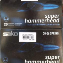 Lot de deux boîtes de balles sako super hammerhead calibre 30-06 9.7g/150gr bonded soft point BT