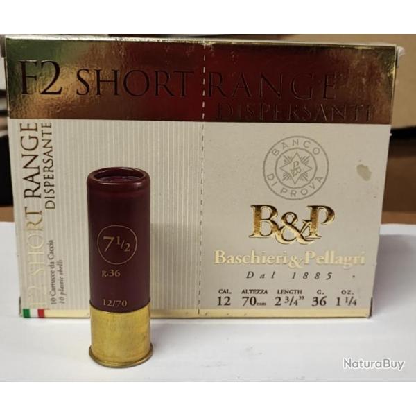 10 CARTOUCHES B&P F2 SHORT RANGE DISPERSANTE 12/70 36GR N°7.5