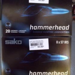 Lot de deux boîtes de balles sako hammerhead calibre 8x57jrs 13.0g/200gr bonded soft point