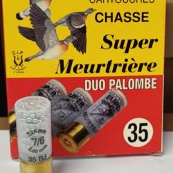 10 CARTOUCHES SUPER MEURTRIERE DU PALOMBE CAL 12/70 35GR N°7L/6L