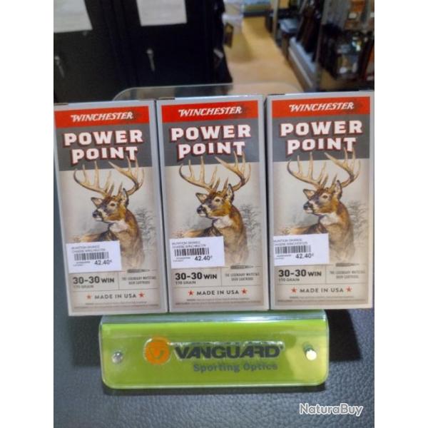 Lot de trois botes de balles winchester power point calibre 30-30 win 170gr