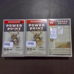 Lot de trois boîtes de balles winchester power point calibre 30-06 180 grain