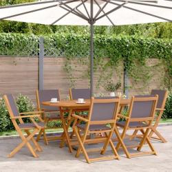 Ensemble à manger de jardin 7 pcs anthracite tissu bois massif