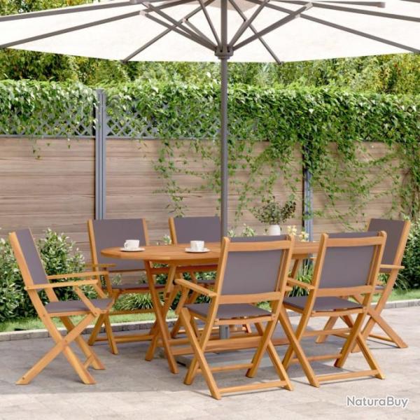 Ensemble  manger de jardin 7 pcs anthracite tissu bois massif