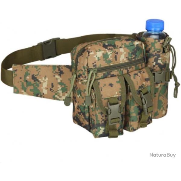 Sac Banane en Nylon Plein Air Etanche Nylon de Chasse Pack Tactique Randonne Camping Camouflage