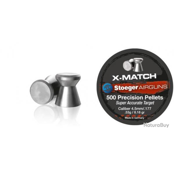 Stoeger boite de 500 plomb a air X-MATCH 4.5mm 0.53g 20 boites / 4000 plombs