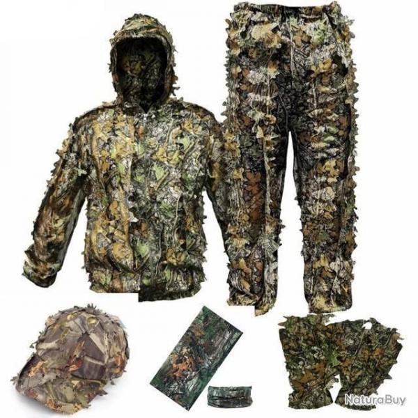 PROMO!! TENUE DE CHASSE COMPLTE CAMOUFLAGE 3D FORT EUROPENNE - 5 PICES - LIVRAISON GRATUITE!!