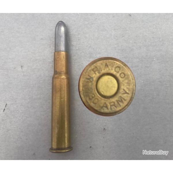 .30-40 Krag ARMY - RARE - marquage : W.R.A.Co.  .30 ARMY - balle nickel pointe arrondie