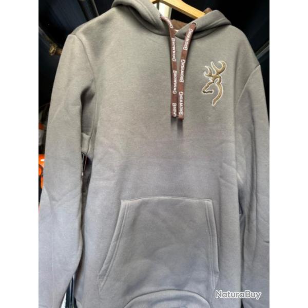 Sweat-shirt Zippe Browning gris taille xl neuf