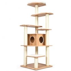 Arbre à chat avec plateformes et colonnes en sisal griffoir pour chat géant de hauteur 175 cm 20_00