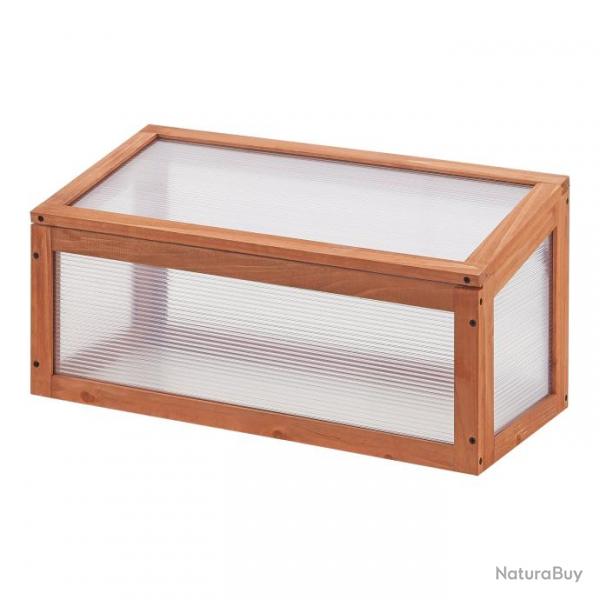 Chssis de jardin toiture relevable en appentis en polycarbonate et pin 60 x 30 x 23-30 cm 03_00082