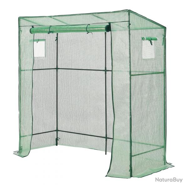 Serre de tomates en acier et polyéthylène à porte et 2 fenêtres zippées 198 x 78 x 180 - 200 cm ver