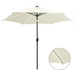 Parasol avec led et mât en aluminium 300 cm blanc sable 02_0008083