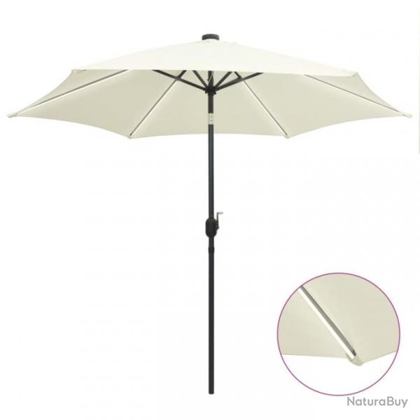 Parasol avec led et mt en aluminium 300 cm blanc sable 02_0008083