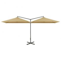 Parasol double avec mât en acier taupe 600 x 300 cm 02_0008434