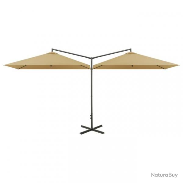 Parasol double avec mt en acier taupe 600 x 300 cm 02_0008434