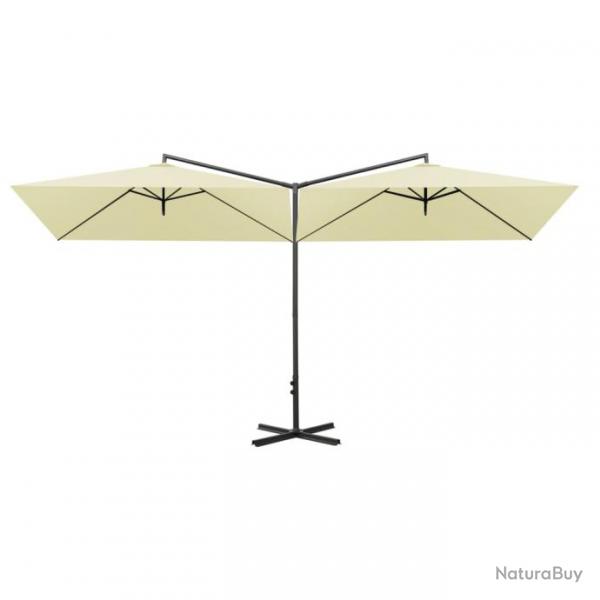 Parasol double avec mt en acier sable 600 x 300 cm 02_0008432