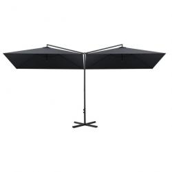 Parasol double avec mât en acier 600 x 300 cm anthracite 02_0008424