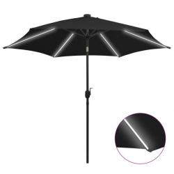 Parasol avec led et mât en aluminium 300 cm noir 02_0008085