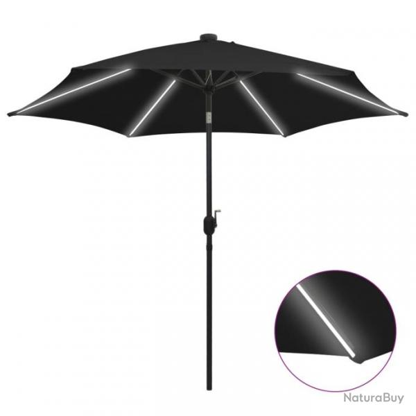 Parasol avec led et mt en aluminium 300 cm noir 02_0008085