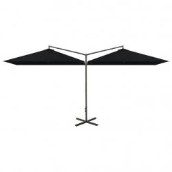 Parasol double avec mât en acier noir 600 x 300 cm 02_0008428