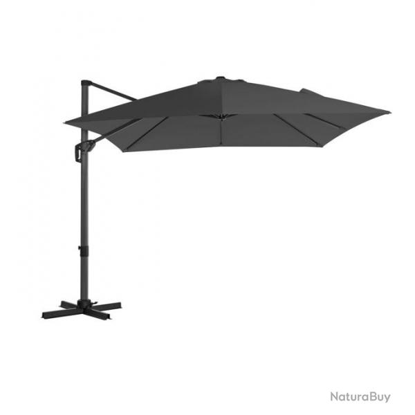 Parasol dcentr de jardin 3 x 3 m ombrelle de terrasse toile carre protection solaire upf 50+ rot