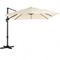 Parasol décentré de jardin 3 x 3 m ombrelle de terrasse toile carrée protection solaire upf 50+ rot