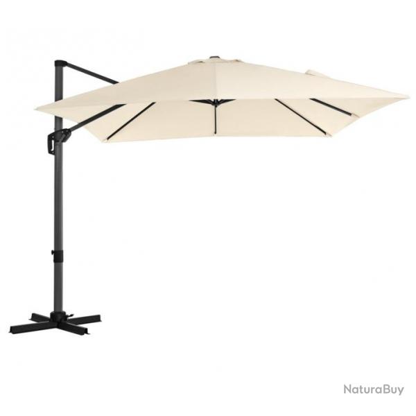 Parasol dcentr de jardin 3 x 3 m ombrelle de terrasse toile carre protection solaire upf 50+ rot