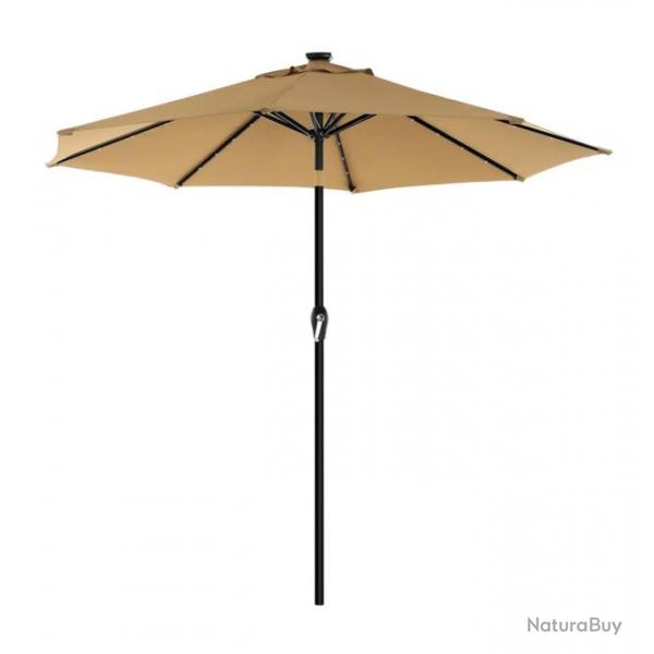 Parasol de jardin avec ampoules led  nergie solaire ombrelle de terrasse diamtre 3 m protection