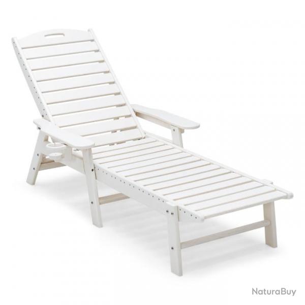 Bain de soleil inclinable  dossier rglable 5 positions transat jardin extrieur avec porte-gobele