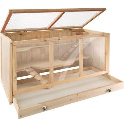Cage &agrave; hamster cochon d'inde petits rongeurs en bois plusieurs &eacute;tages avec rampes tiroir int&eacute;gr&eacute; po