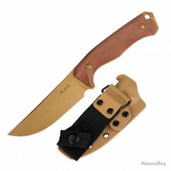 Couteau RUIKE F186 Brown Manche Micarta Lame Drop Point Acier D2 Etui ABS RKEF186MN