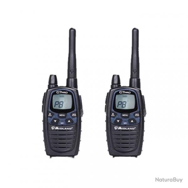 Midland Talkie-walkie G7 Pro Noir Radio Dual Band PMR446 Blister 2pcs | LCD