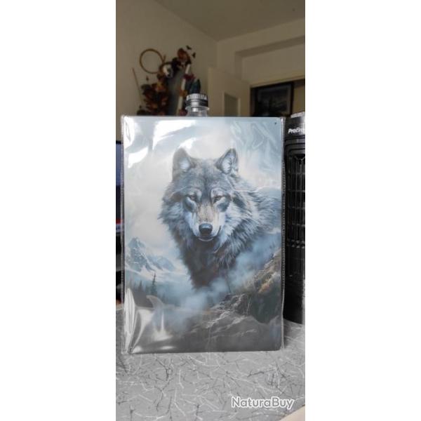 PLAQUE METALLIQUE  THEME "SUPERBE LOUP "