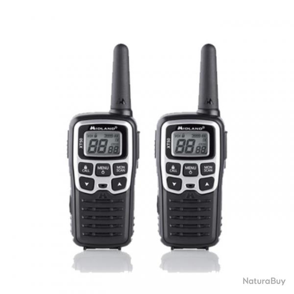 Midland Talkie-walkie XT50 Noir Radio Dual Band PMR446 Blister 2pcs | LCD, 500mW