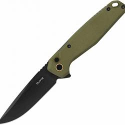 Couteau Ruike P873-G Green Manche G10 Lame Acier 14C28N BLK IKBS Button Lock Clip RKEP873G