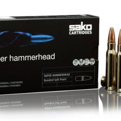 Cartouches SAKO SUPER HAMMERHEAD 308 WIN. Soft Point 180grs 236A - Boîte de 20 unités