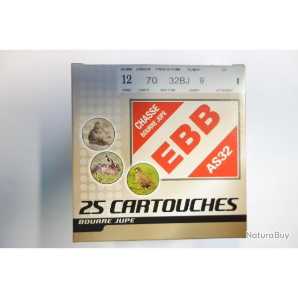 Wahoo ! LOT DE 200 CARTOUCHES FOB EBB AS32 CAL 12X70 32GR BOURRE JUPE PLOMB 8 CULOT DE 20MM