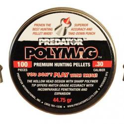 Boîte de 100 plombs JSB Predator Polymag - Cal. 30