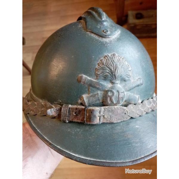 Casque Adrian Mle 1915 d'officier d'artillerie complet.