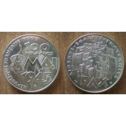 France 100 Francs 1995 NEUVE Commemo 8 Mai 1945 Piece Argent