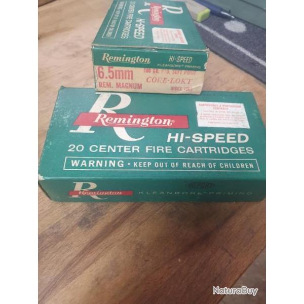 6.5 mm Remington Magnum 100 Gr.PTD. SOFT POINT HI-SPEED /20 cartouches Manu a dit Colector