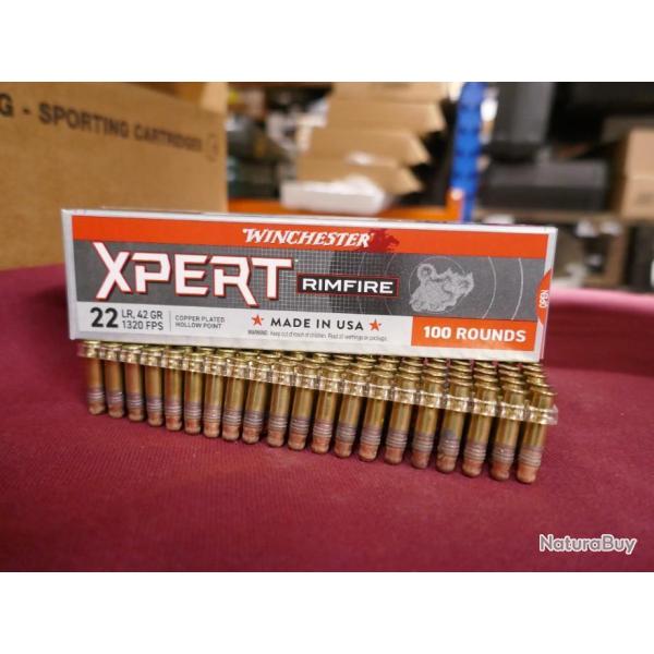 100 cartouches HP 22LR XPERT RIMFIRE de WINCHESTER