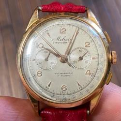 BELLE MONTRE MELROSE LEMANIA CHRONOGRAPHE VINTAGE OR 18 kt