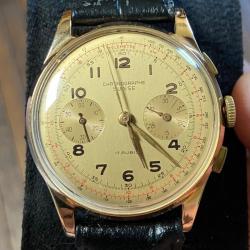 BELLE MONTRE CHRONOGRAPHE SUISSE VINTAGE OR 18 kt 1940 COLLECTOR