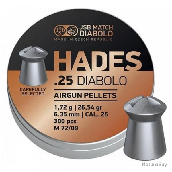 PLOMBS JSB CAL.25 6.35mm JSB HADES 1.720G 26.54GR PAR 300